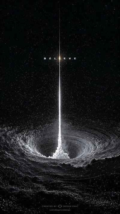 Monochromatic Celestial "Believe" Light Beam 4K Wallpaper