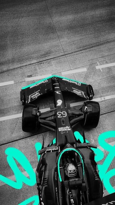 Mercedes W17 F1 2026 George Russell Black and White 4K Wallpaper